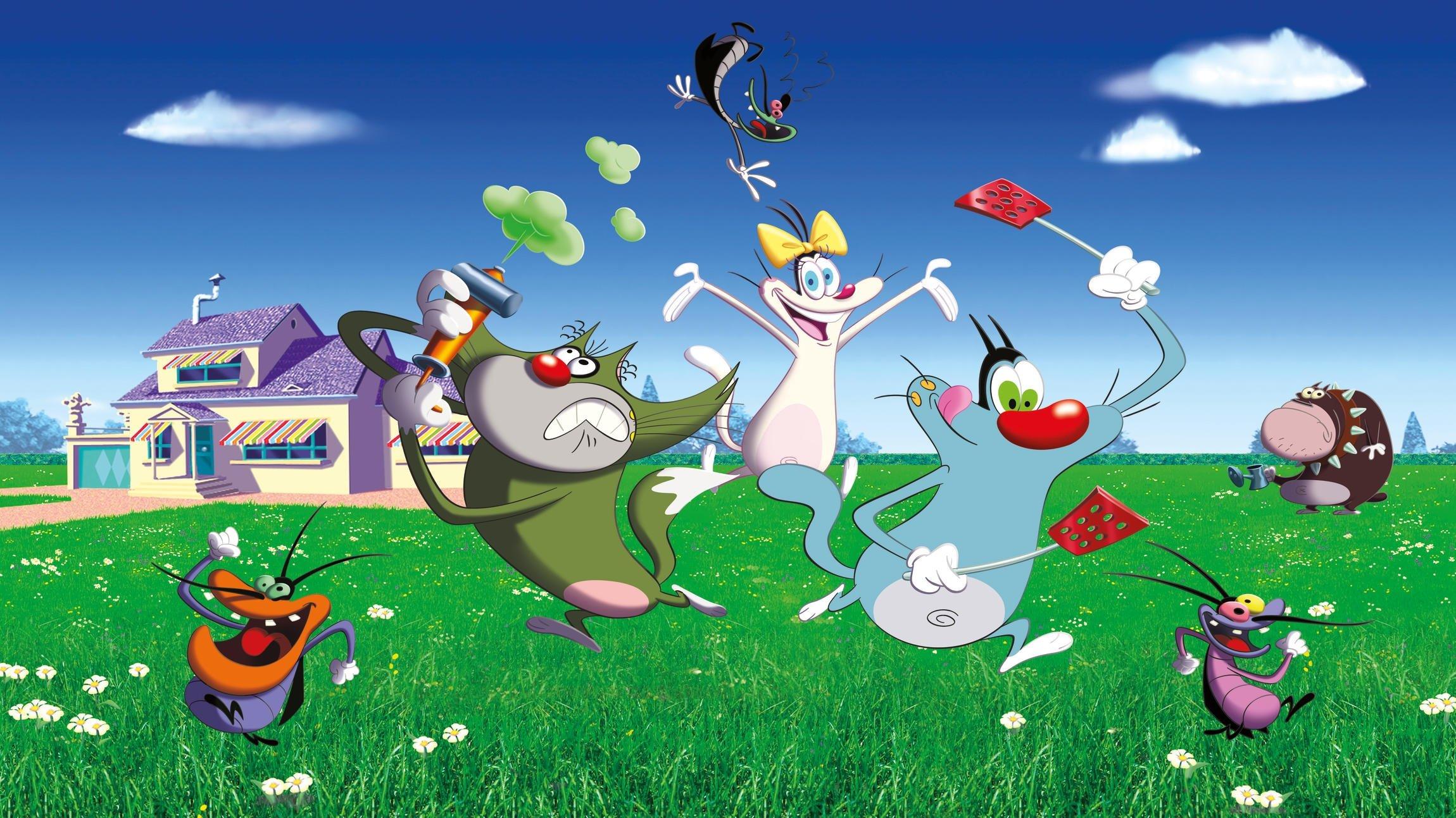 Oggy and the Cockroaches backdrop