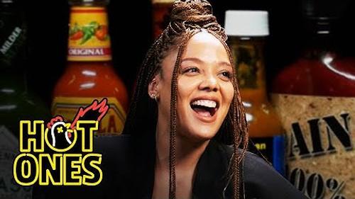 Hot Ones Season 18 Episode 7 - Tessa Thompson Feels Alive While Eating Spicy Wings