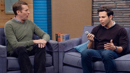 Comedy Bang! Bang! Season 4 Episode 16 - Skylar Astin Wears Blue Jeans and Weathered Brown Desert Boots