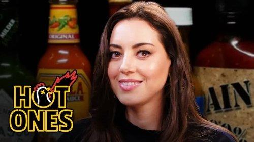 Hot Ones Season 9 Episode 4 - Aubrey Plaza Snorts Milk While Eating Spicy Wings
