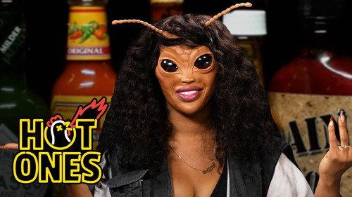 Hot Ones Season 25 Episode 2 - SZA Bugs Out While Eating Spicy Wings