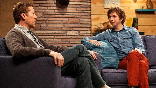 Comedy Bang! Bang! Season 1 Episode 4 - Michael Cera Wears a Blue Denim Shirt & Red Pants