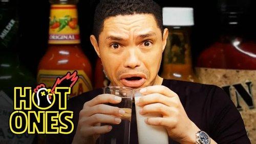 Hot Ones Season 9 Episode 3 - Trevor Noah Rides a Pain Rollercoster While Eating Spicy Wings