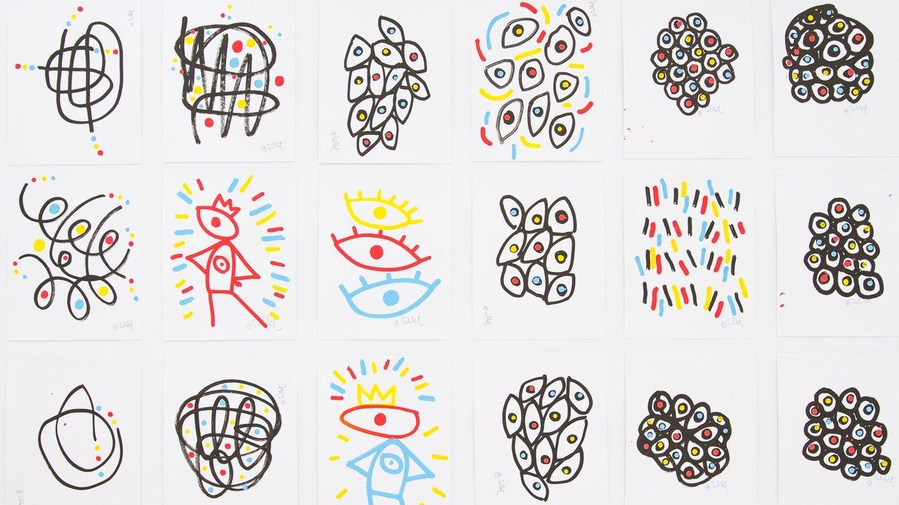 The Ideal Exhibition with Hervé Tullet backdrop