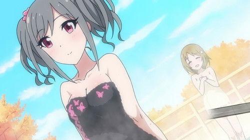 Cinderella Girls Theatre Season 1 Episode 6 - Cleanse My Wings: Ranko asks Kanako to "cleanse her wings". / I'll Lay Myself Bare: Mio attempts a sexy pose while bathing in spa water. / My Favorite Time