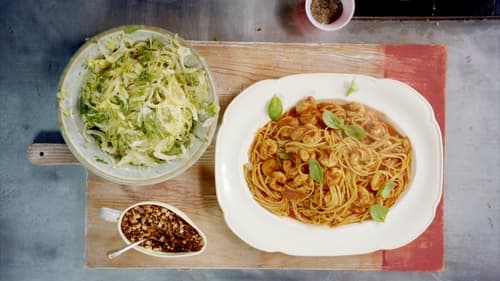 Lamb Lollipops and Prawn Linguini