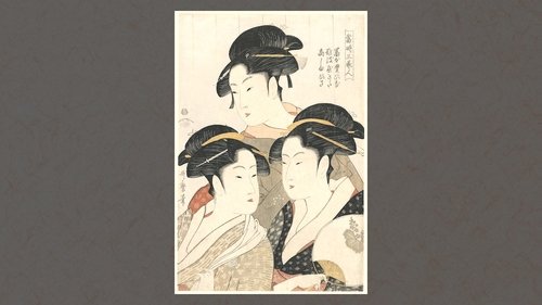Background image for Three Beauties of the Present Day by Kitagawa Utamaro