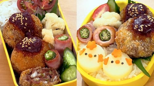 Colorful Inari-sushi Bento & Cabbage Menchi-katsu Bento