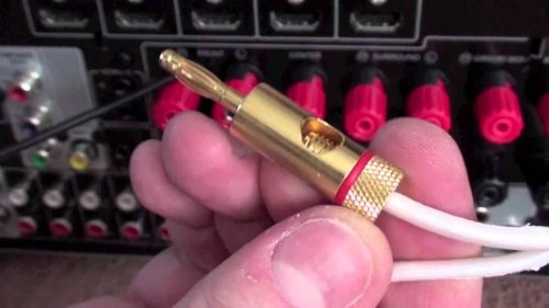 Background image for Tip - Banana Plugs into AV Amp Speaker Wire Binding Posts