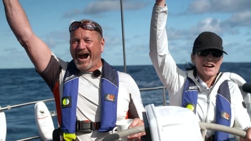 The sailors celebrate halfway across the Atlantic