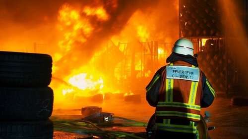 Background image for Major fire in a tire warehouse | Firefighter trainees on fox rescue
