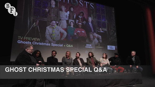 Ghosts cast on the Ghosts Christmas Special 2022 - BFI Q&A still