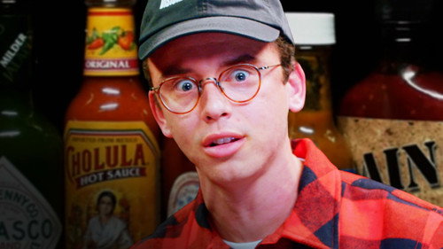 Hot Ones Season 4 Episode 21 - Logic Solves a Rubik's Cube While Eating Spicy Wings