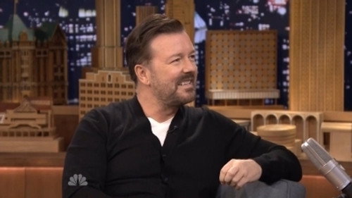 Ricky Gervais, Ansel Elgort, Miranda Lambert still