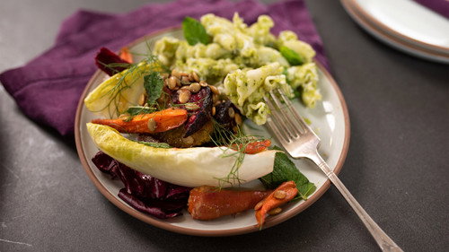 Everyday Cooking Season 1 Episode 1 - Broccoli Pesto Pasta and Roasted Vegetable Salad