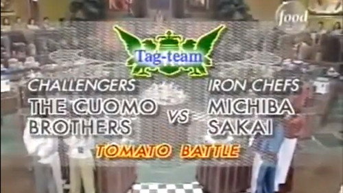 Michiba and Sakai vs The Cuomo Brothers (Tomato Battle) still