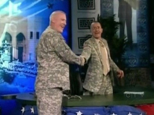 Stephen broadcasts from Iraq, Command Sgt. Major Frank Grippe still