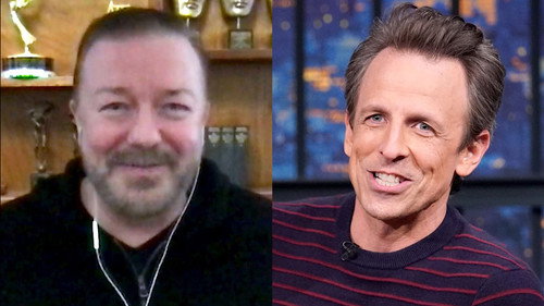 Ricky Gervais, Edi Patterson, Daniel Fang still