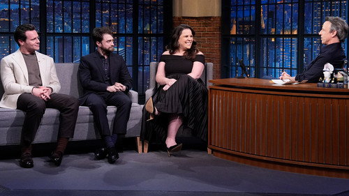 Daniel Radcliffe, Jonathan Groff & Lindsay Mendez, Taran Killam still