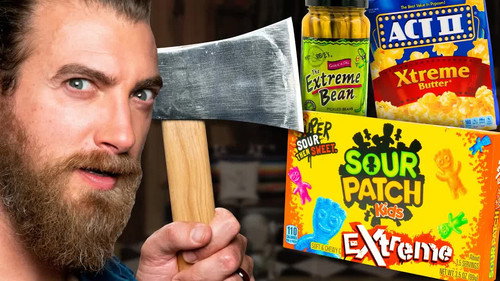 Extreme vs Original Snacks Taste Test (Axe Throwing Game) still