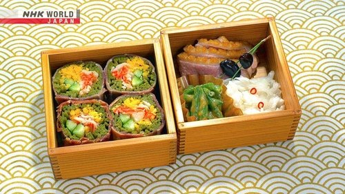 Background image for Soba Sushi Roll Bento & Colorful Spring Roll Bento