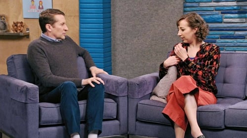 Kristen Schaal Wears Strawberry Colored Pants and a Multicolored Shirt